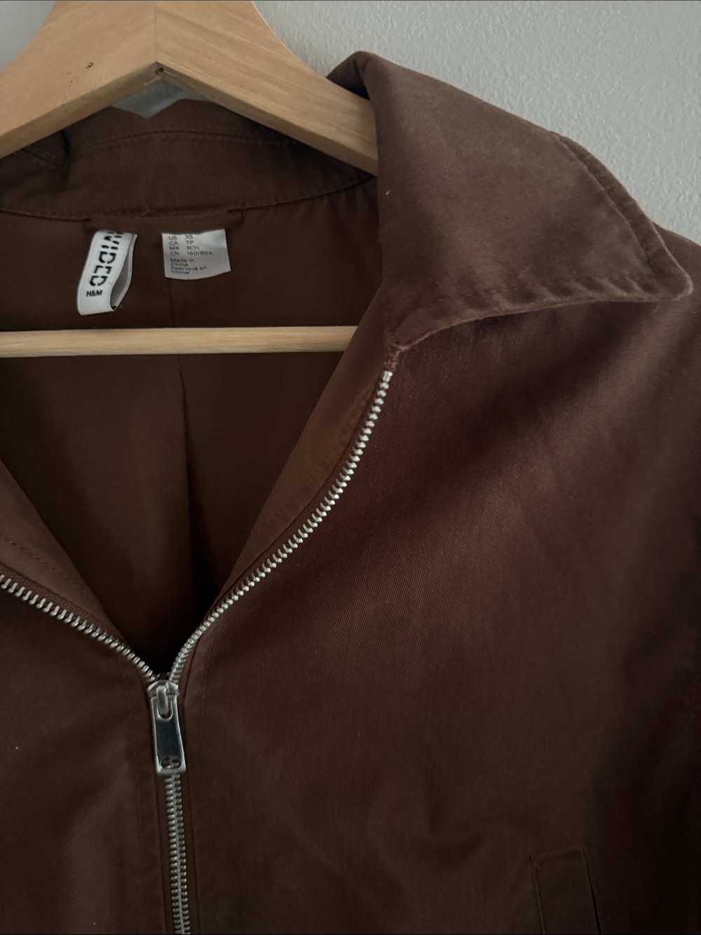 H&M Brown Zip-Front Bomber Jacket XS - Picture 5 of 7